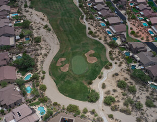 A desert golf course in the desert southwest.