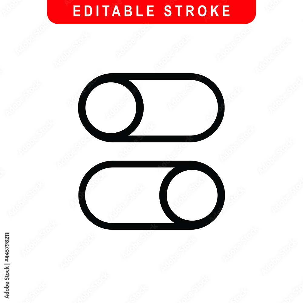 Toogle Outline Icon. Toogle Switch Line Art Logo. Vector Illustration. Isolated on White Background. Editable Stroke