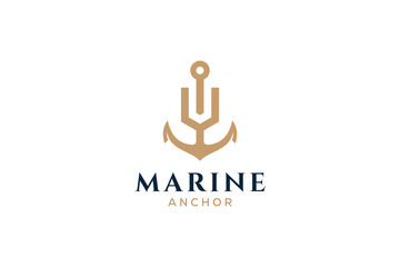 Wall Mural - Letter V monogram, Anchor logotype. Logo of yacht club, maritime emblem.