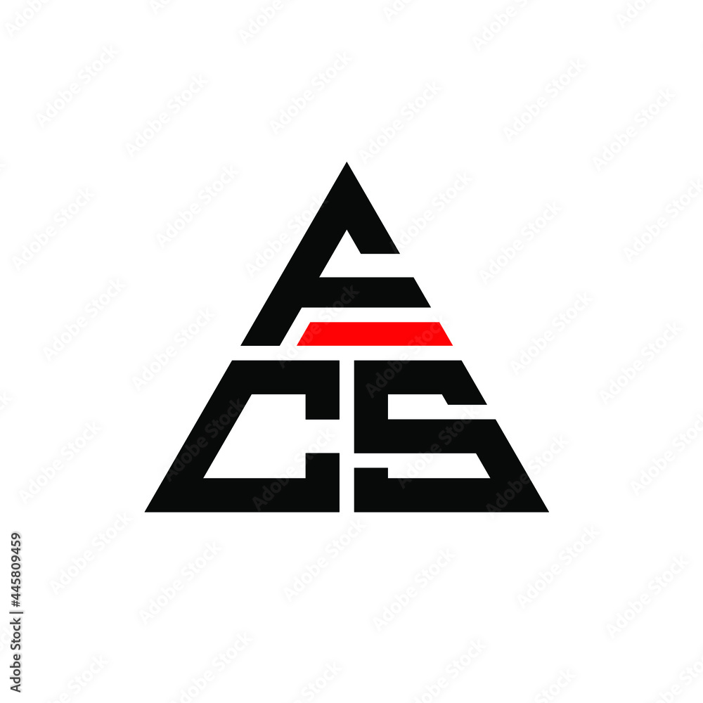 FCS triangle letter logo design with triangle shape. FCS triangle logo design monogram. FCS triangle vector logo template with red color. FCS triangular logo Simple, Elegant, and Luxurious Logo. FCS 