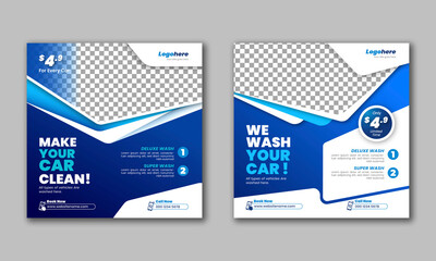 Poster - Car Wash Social Media Post Vector Template