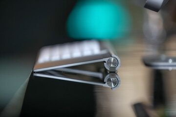 Close up shot of modern wireless keyboard