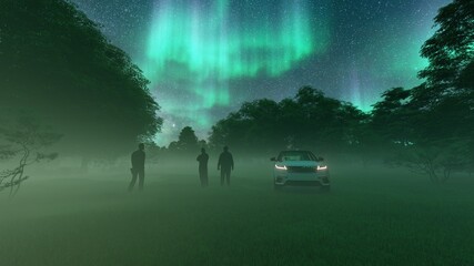group of people at night