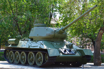 Elements of the vintage T-34 tank, that was used during the Second World War