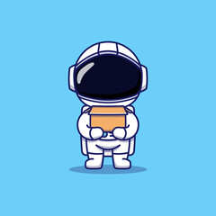 Wall Mural - Cute astronaut carrying a box