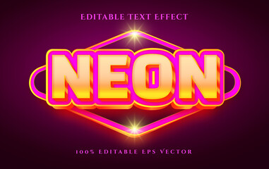 Wall Mural - Neon lights colorful 3d editable text effect style