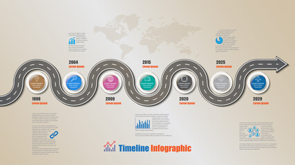 Wall Mural - Business roadmap timeline infographic icons designed for abstract background template milestone element modern diagram process technology digital marketing data presentation chart Vector illustration