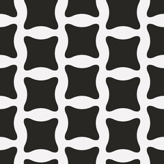 Poster - Rounded squares. Black shapes seamless wallpaper.