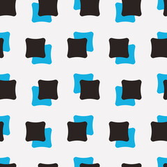 Leinwandbilder - Double rounded squares. Light blue and black shapes seamless wallpaper.