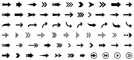 Arrows icon. Big set of vector flat arrows. Collection of concept arrows for web design, mobile apps, interface and more.