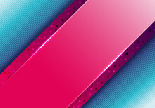 Abstract Business Presentation Template Pink Diagonal Stripes With Polka Dot Pattern On Blue Background