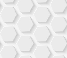 Wall Mural - Vector abstract white background with hexagons. Seamless 3D texture.