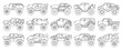 Monster truck isolated outline set icon. Vector outline set icon car. Vector illustration monster truck on white background.