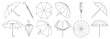 Umbrella isolated outline set icon. Vector outline set icon rainy cover . Vector illustration umbrella on white background.
