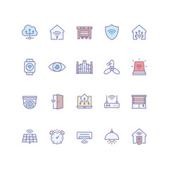 Set of smart home icons in filled outline style.