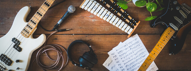 music instruments on the table