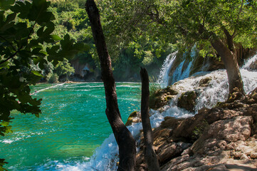 Wall Mural - Landscape in Krka National Park in Croatia, known for its beautiful waterfalls