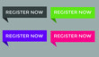 © creativeKawsar - colorful register now text web button, set of register now sign icon for web site