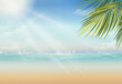 Attractive Summer Resort With Palm Leaves Vast Ocean 3D Style