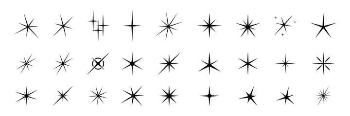 Wall Mural - sparkles, stars and bursts icons, glowing light effect star. twinkling stars. sparkles, shining burs