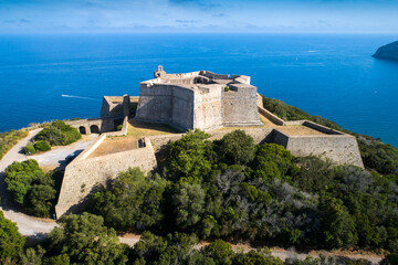 Wall Mural - Star shaped castle fortification on Italian mediterranean coastline