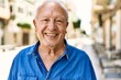 © Krakenimages.com - Senior man with grey hair standing happy outdoors on a sunny day. Smiling happy at 70s for retirement.
