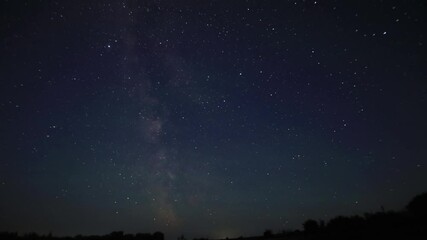 timelapse of the starry sky and the milky Way over Russia