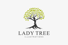 Lady Tree Logo Design In A Symbol Tree Of Life Style.