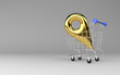 pin location sign in the shopping cart. 3D render