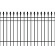 Metal fence, spike lattice bars. Iron gate, vector illustration. Safety barrier graphic black garden or house security