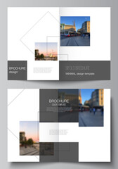 Wall Mural - vector layout of two a4 format cover mockups design templates with geometric simple shapes, lines an