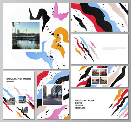 Canvas Print - vector layouts of social network mockups for cover design, website design, website backgrounds or ad