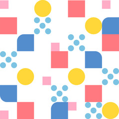 Wall Mural - multi-colored circles and square dots form a pattern. simple pattern design template.