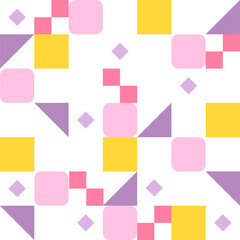 Wall Mural - square and triangular pieces in purple-yellow combination form a pattern. simple pattern design temp