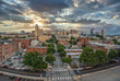Aerial sunset view of Richmond downtown skyline capital city of Virginia with dramatic sky 