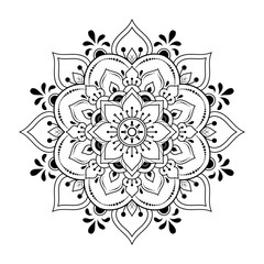 Wall Mural - Mandala pattern design with hand drawn, Vector mandala Oriental pattern, Unique design with petal flower. Concept relax and meditation use for page logo book