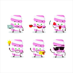 Poster - Marshmallow twist cartoon character with various types of business emoticons. Vector illustration