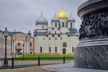 Wall Mural - Scenic view of the Sofia Cathedral and Millenium Bell in Veliky Novgorod