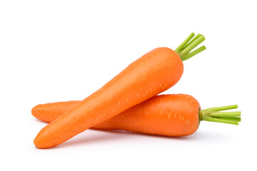 Wall Mural - Pair of Fresh Carrots isolated on white background, Clipping path.