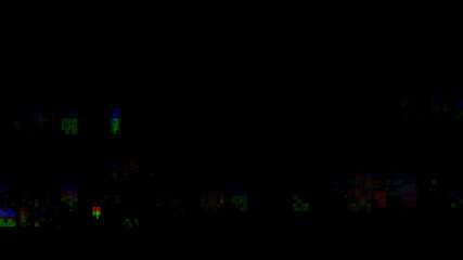 Wall Mural - horizontal distortion of broken video image on black background, vhs effect, glitch digital color pi