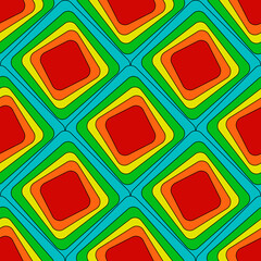Poster - Cartoon seamless rhombs. Vector btight wallpaper. Colorful repeated diagonal squares.