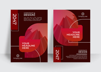 Business cover report template with modern red white corporate concept. Minimalist cover design style set. Can be use for business annual report, name cade, flier, banner