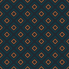 Seamless diamond vibrant contrast teal and orange pattern vector background