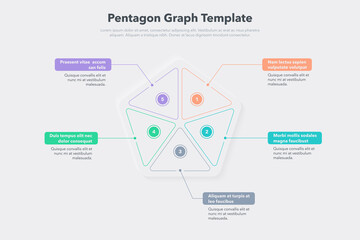 Poster - Pentagon process diagram with five colorful steps. Easy to use for your website or presentation.