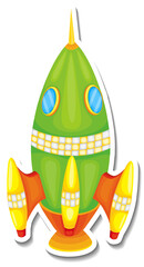 Wall Mural - A sticker template with Rocket Space Cartoon isolated