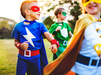 Wall Mural - Superhero kids with superpowers