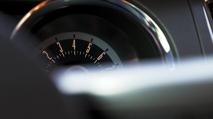 Poster - An interior of a new modern car, closeup of the rev counter in 4K