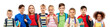 © Syda Productions - education, learning and people concept - group of happy smiling international children with school bags over white background
