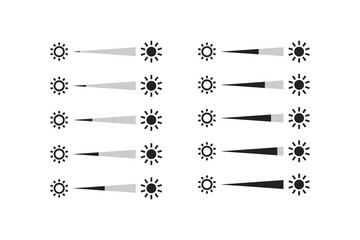 Wall Mural - brightness control icon set. light adjust slide concept. contrast setting four monitor and mobile. u
