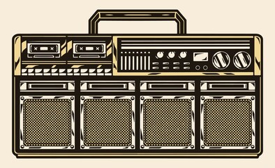 Wall Mural - Portable retro cassette recorder